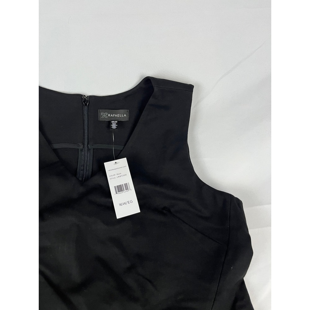 RAFAELLA Black Sleeveless V Neck Sheath Knee Length Dress 16W EG‎
